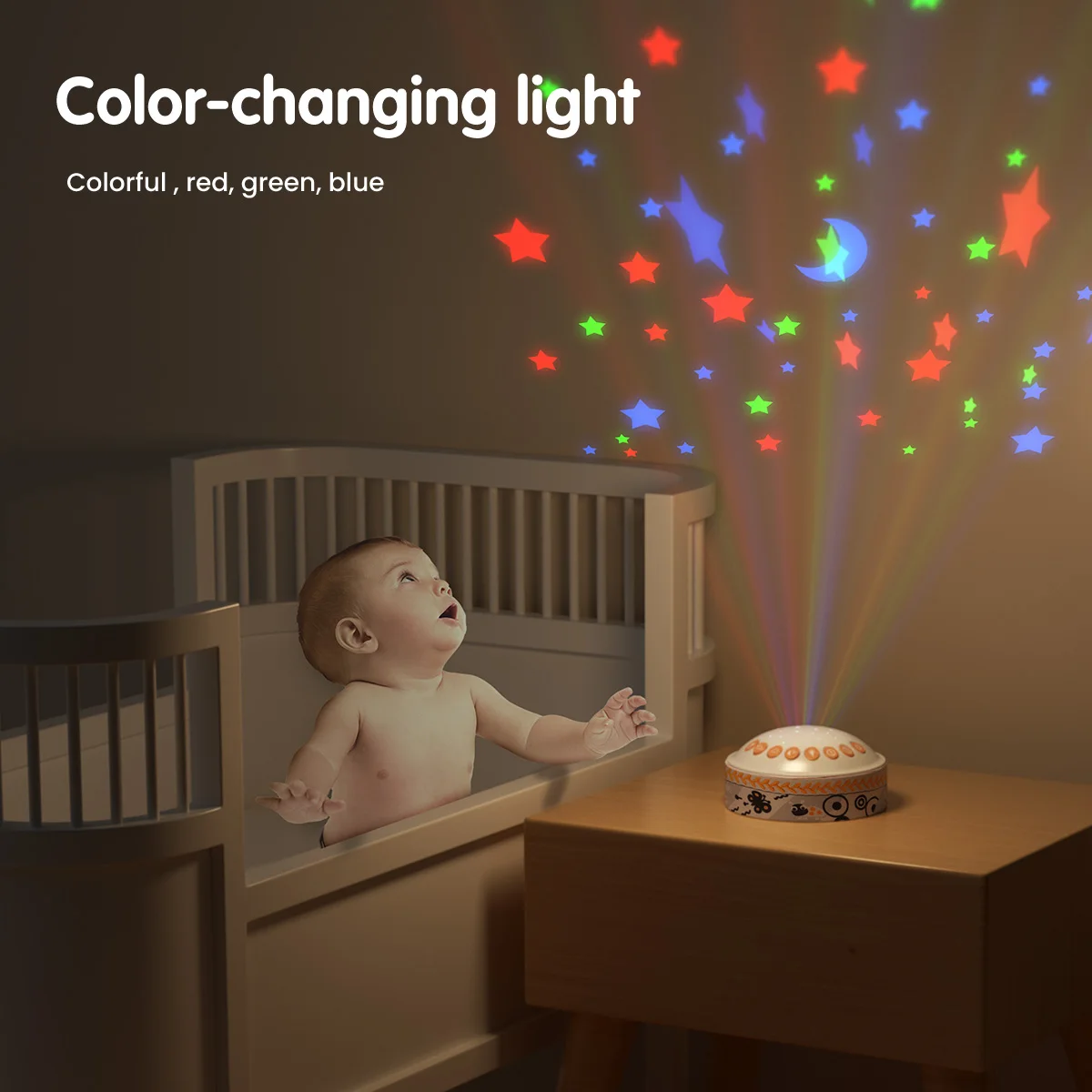 Tumama Kids Projection Night Lights Lullaby & Nature Sounds White Noise Machine Remote Control for Sleep Babies Bedroom