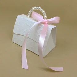 New Portable Wedding Party Favor Boxes Chocolate Treat Candy Boxes with Ribbons for Wedding Bridal Shower Baby Shower Birthday