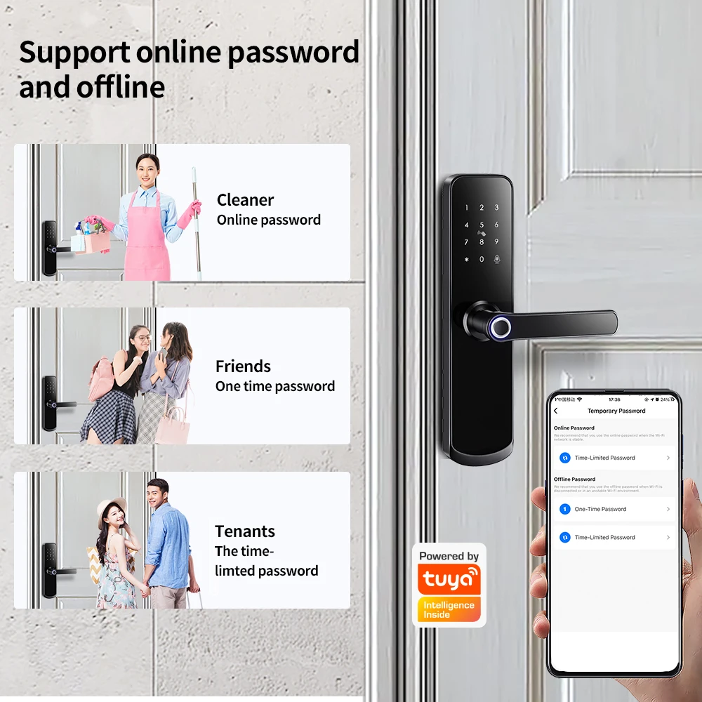 Single latch Electronic Keypad Keyless Entry Smart Home Digital Door Lock Fingerprint Lock