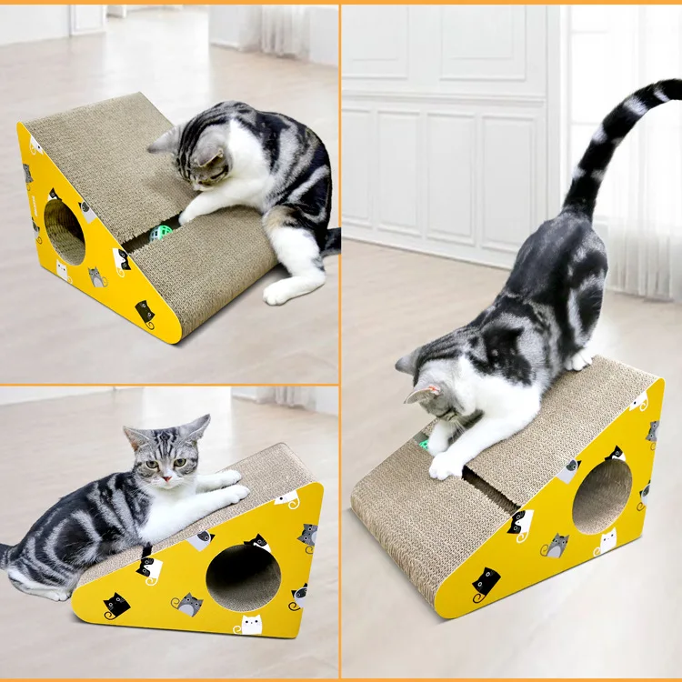 Triangle indoor cat house corrugated cat scratcher toys