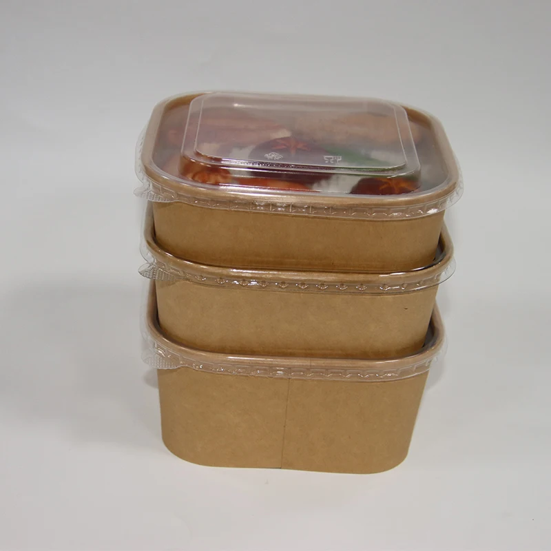 Eco-100% biodegradable kraft paper lunch box with cover, recyclable food container