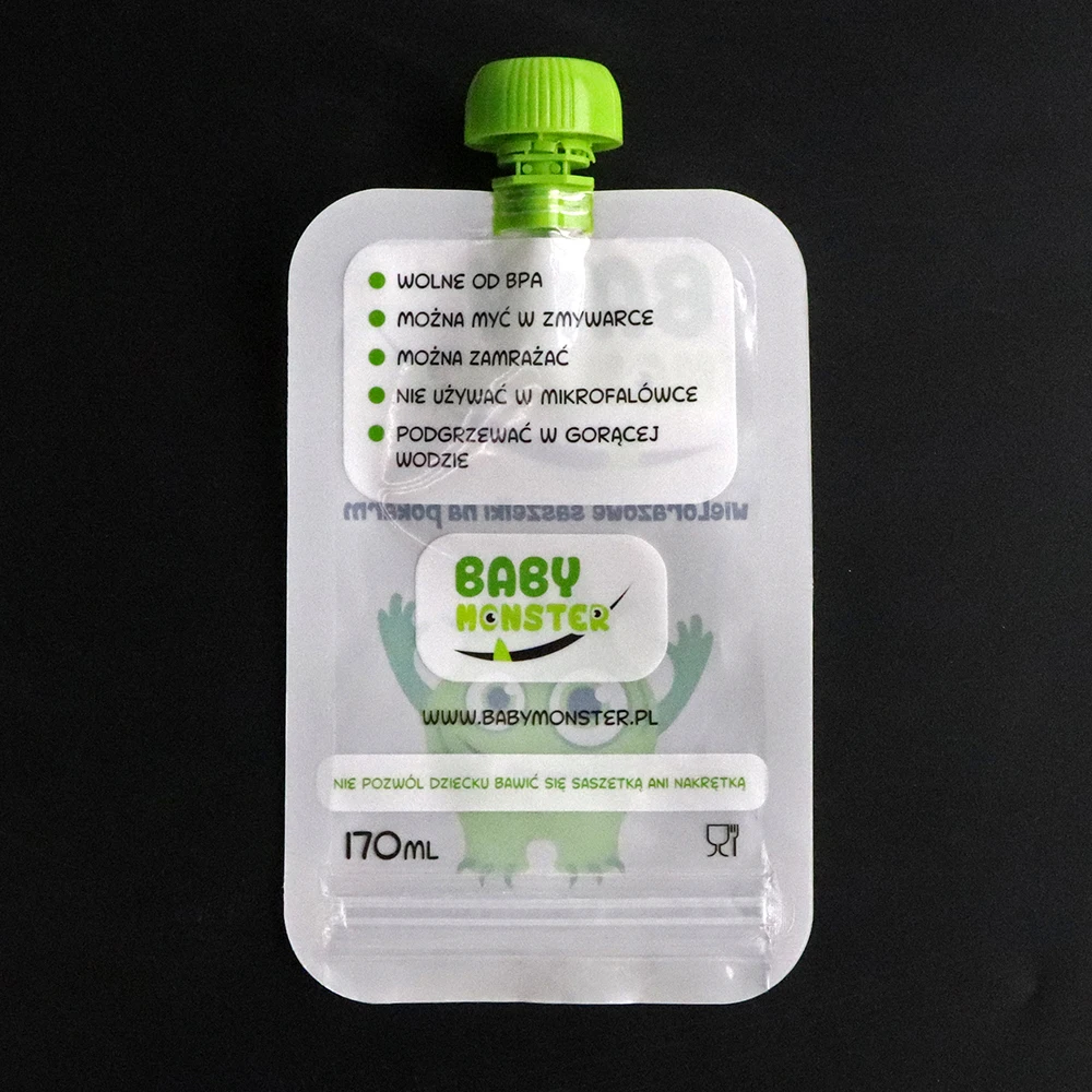 Custom Stand Up baby Food Bag Aluminum Foil Mylar Baby Fruit Nutrition jelly Drinks Juice Spout Pouch Packs For Liquid Cream