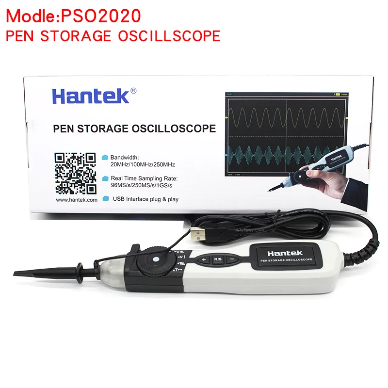 Hantek цифровой осциллограф PSO2020 Портативный Pen Тип хранения ручной oscilocopio ПК USB 1