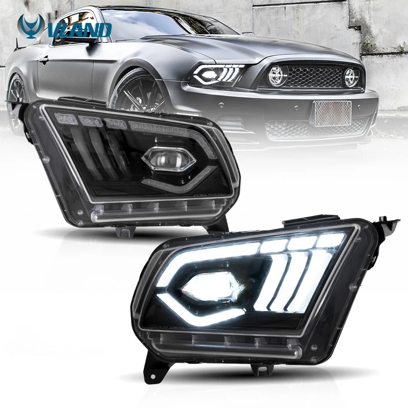 VLAND Factory LED Headlights With Dynamic Turn Signal Head Lights 2010-2014 Car Auto Lamp For Ford Mustang Head Lamp