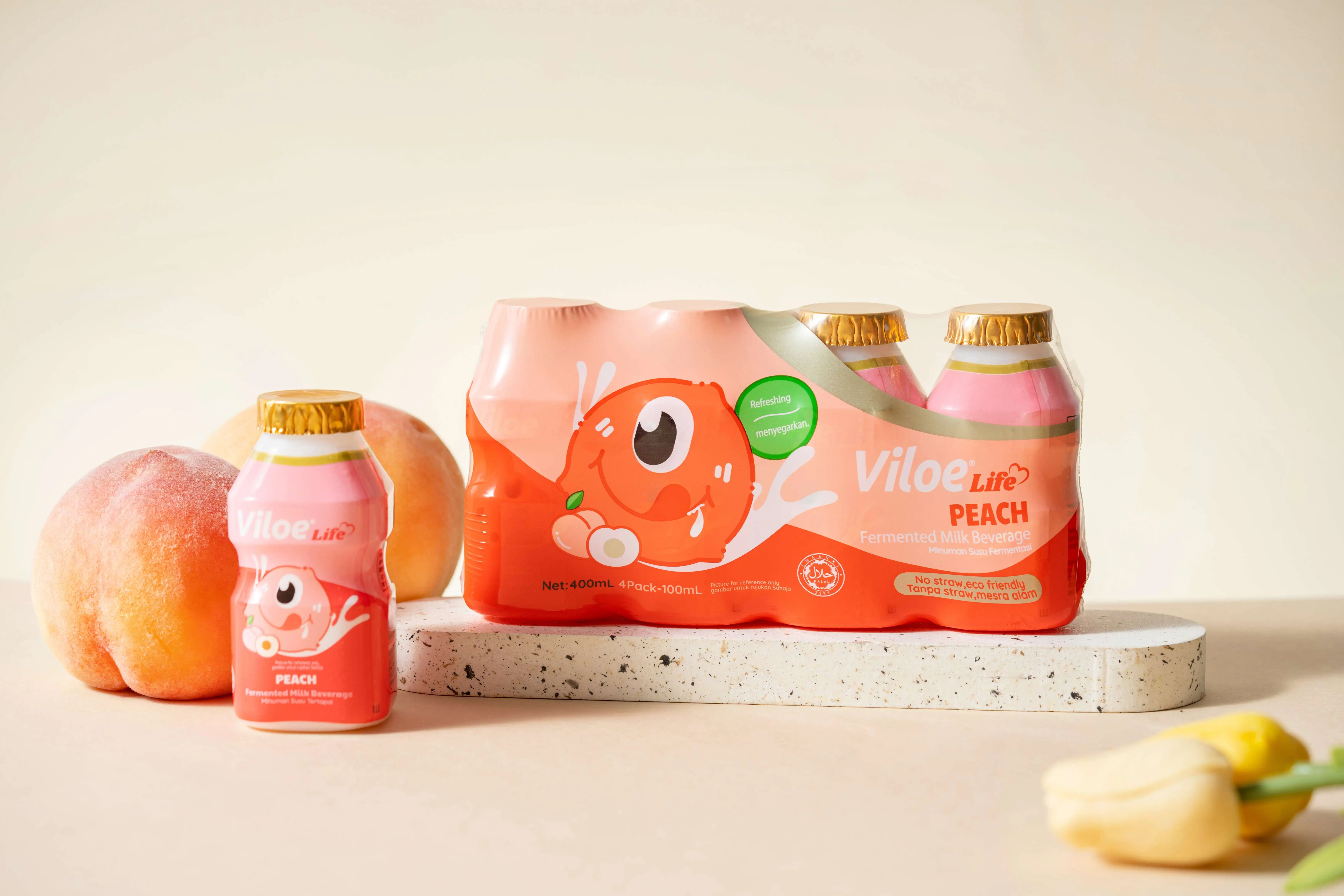 Viloe Life Soft Drink Peach Flavored Lactobacillus Drink 100ML Fermented Milk Beverage