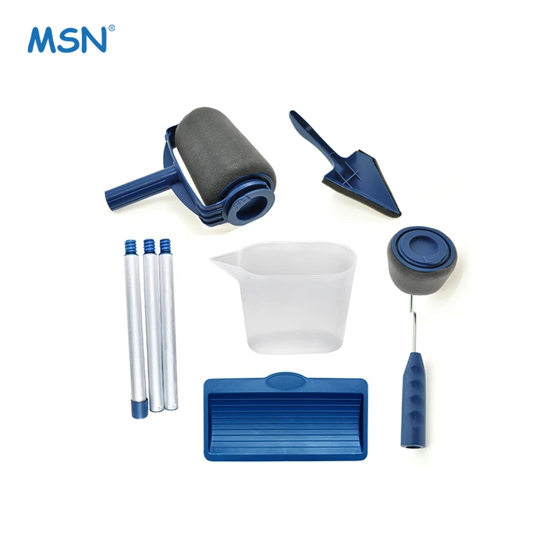 MSN Paint Roller Brush Kit Interior Wall Painting Brush Tools with Sticks Paint Rollers Handle Tool Paint Edger Set