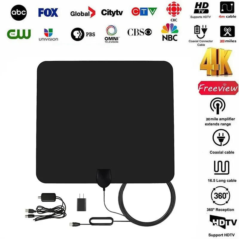 Hot Selling Telecom Antenna TV Digital 1080P 4K Free Channel Digital Indoor HD TV UHF VHF Movie TV Antenna