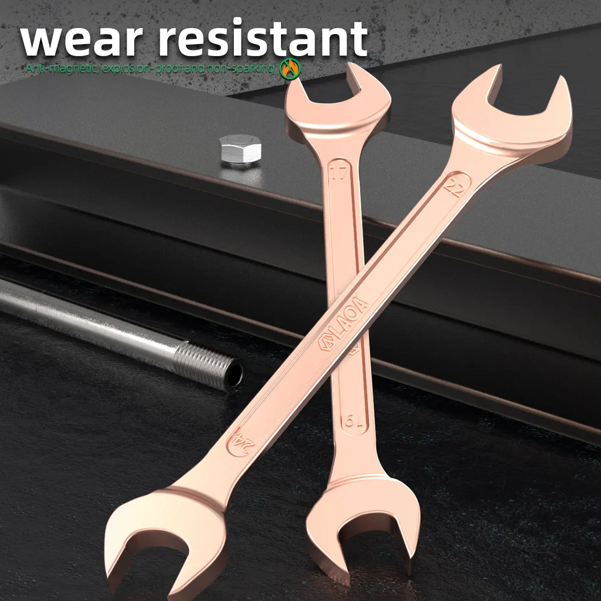 LAOA Beryllium Bronze Explosion-Proof DoublE-ended Open-End Wrench Copper Wrench Double Dull Wrench 5.5mm -85mm Optional