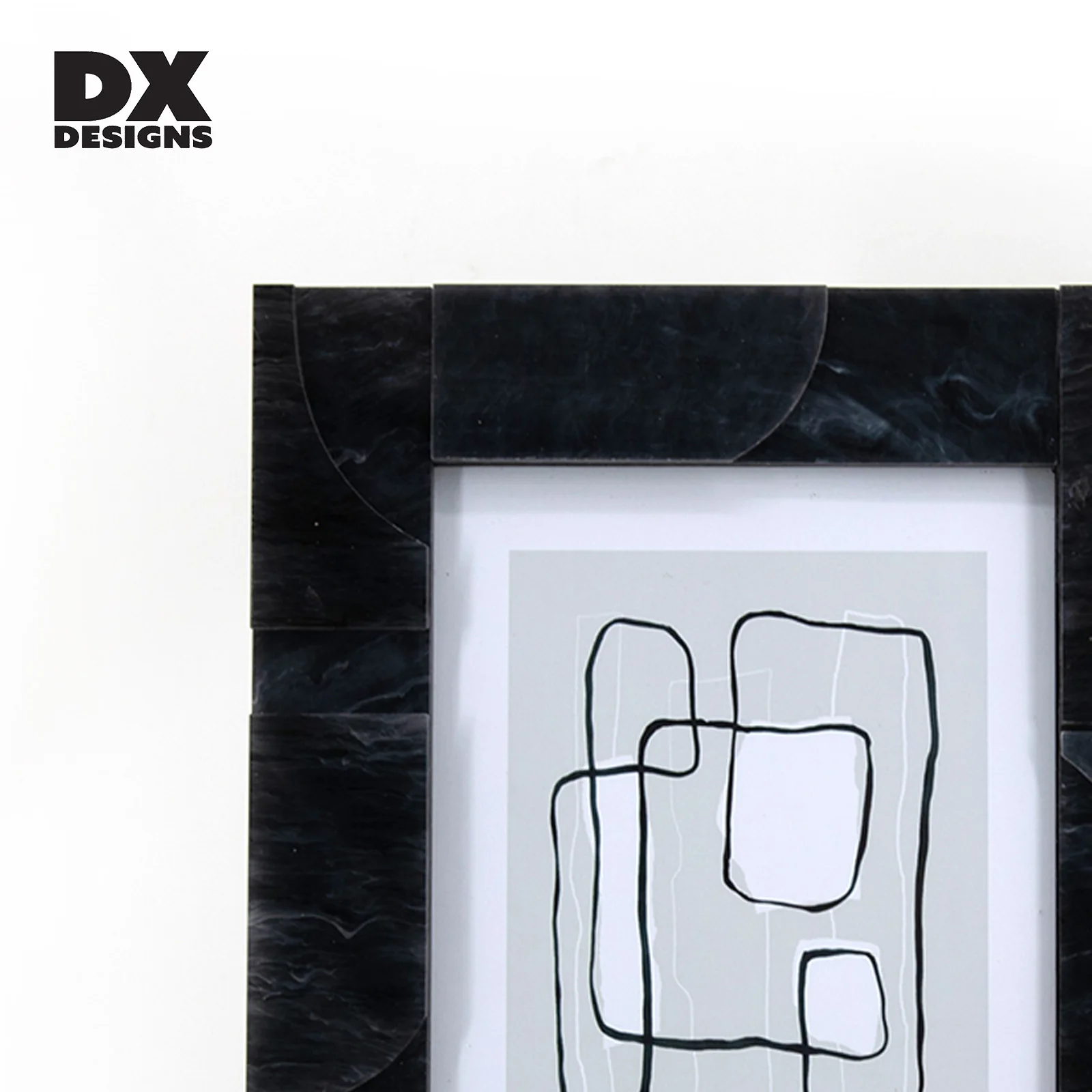 DX Designs home decor luxury Black marble Stone Paint Photo Frame Custom-Size MDF Picture Frame Home Wall