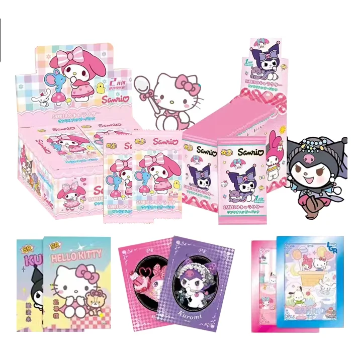 Wholesale Sanrios Game Playing Cards Booster Box Japanese Anime Kitty My Melodys Kuromis Cinnamoroll Collection Cards Toys