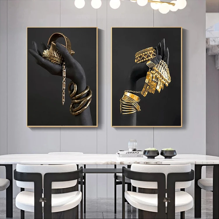 Low-cost Wholesale 3 Panels Black African Posters And Prints Wall Art Picture African Canvas Painting