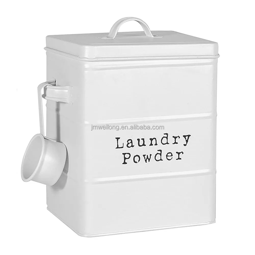 Galvanized Metal Storage Box Laundry powder storage box with lip washing tablets storage Container Box Laundry Organization