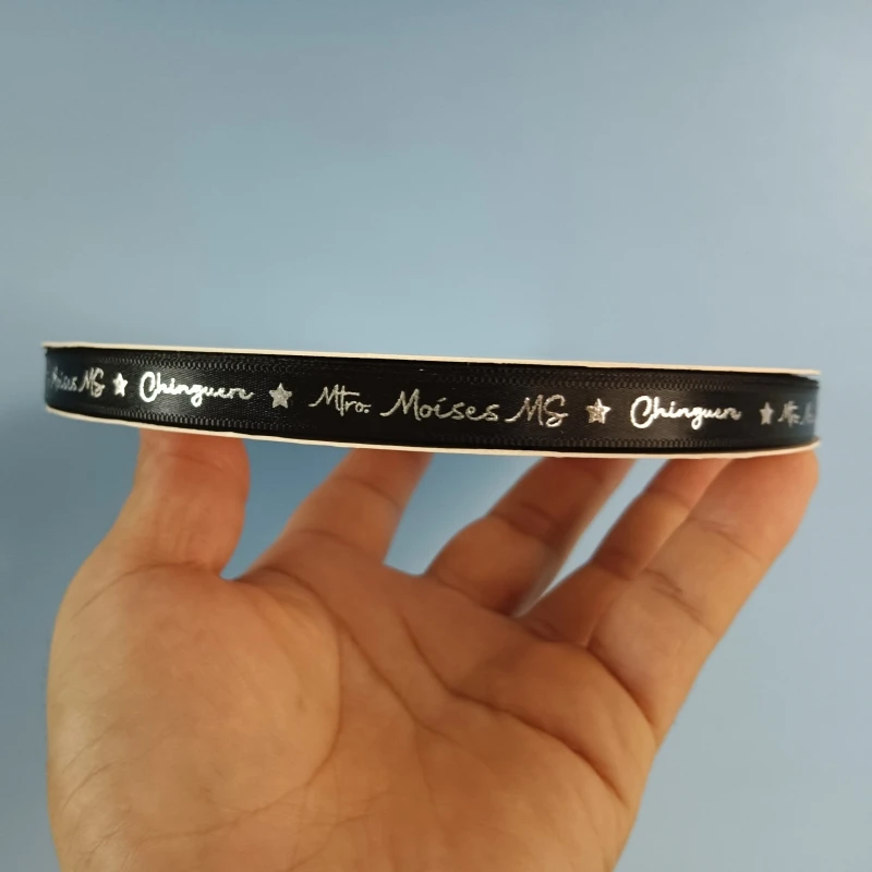 Wholesale custom logo 1inch gross grain ribbon , 2.5cm gold foil printed grosgrain silk ribbon