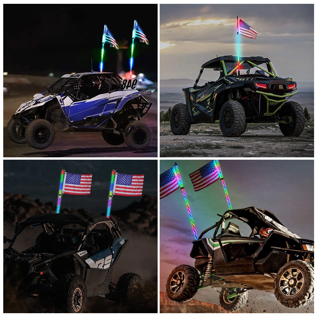 Led Whip RGB Chasing Color Light APP Bluetooth Remote Control Flag Light For Atv Utv Rzr Truck