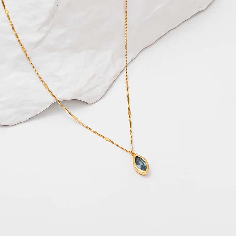 18K gold plated Necklace Women Chocker Stone Pendant necklaces stainless steel chain necklace for women