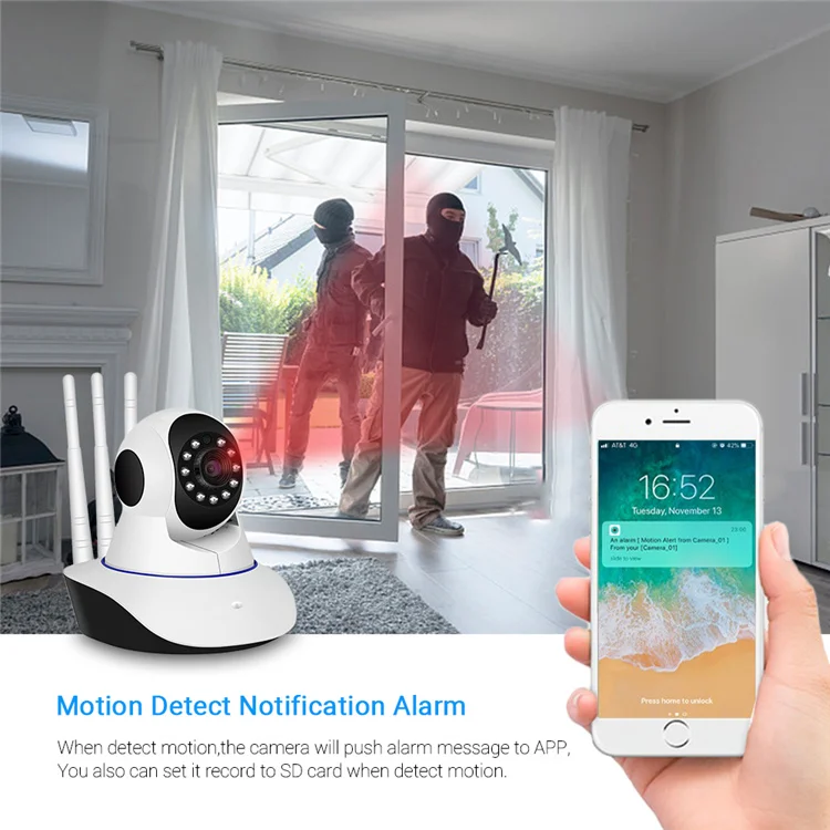 Top Sale 2mp/3MP iCsee xmeye auto tracking 3 antenna wireless home security robot PTZ Indoor wifi smart ip camera cctv