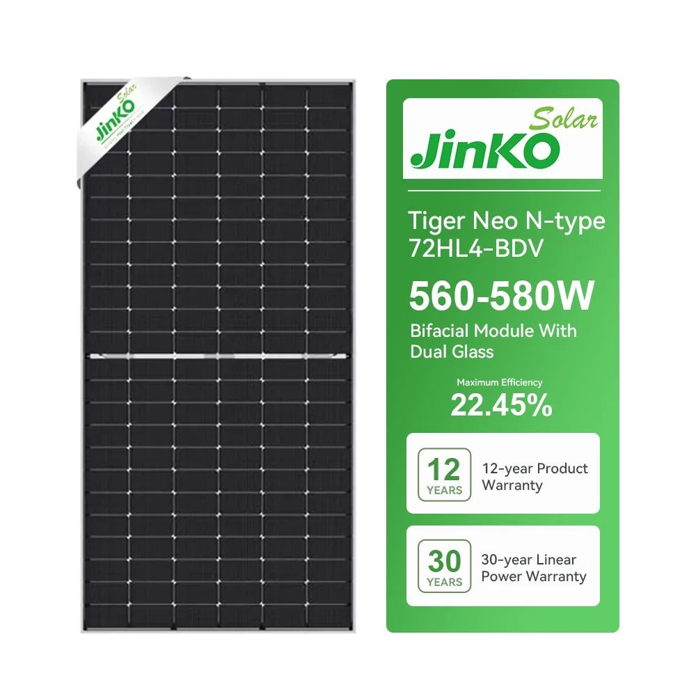 Dual Glass Bifacial 560w 570W N Type Pv Modules 72HL4-BDV 555w 565w 575w Jinko Tiger Neo Solar Panels 550w