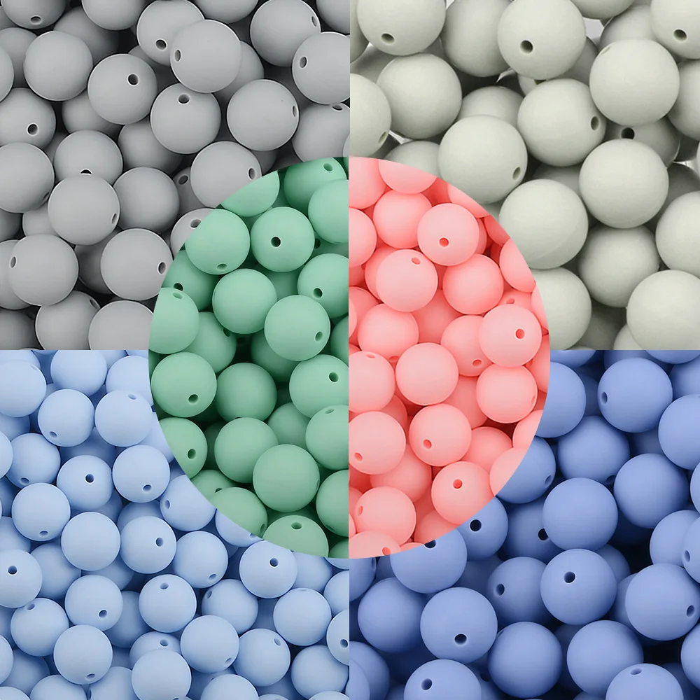Factory Wholesale BPA Free Food Grade Silicone 9/12/15/19/22mm Accessories Bulk Round Loose  Silicone Opal Beads