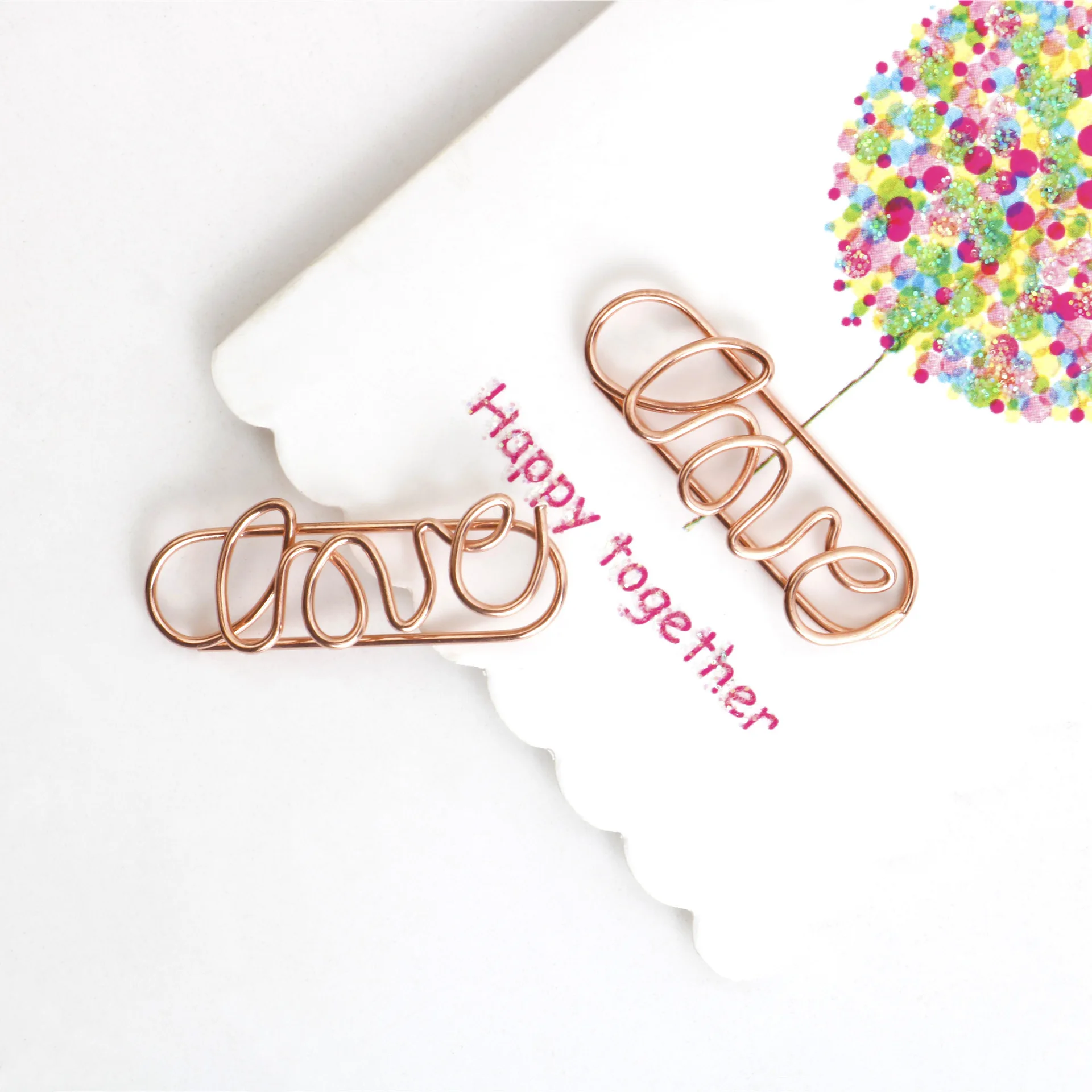 Индивидуальные заводские оптовые продажи, стальная проволока, розовое золото, зажимы для бумаги, карандаш, держатель для ручек, зажимы для офиса