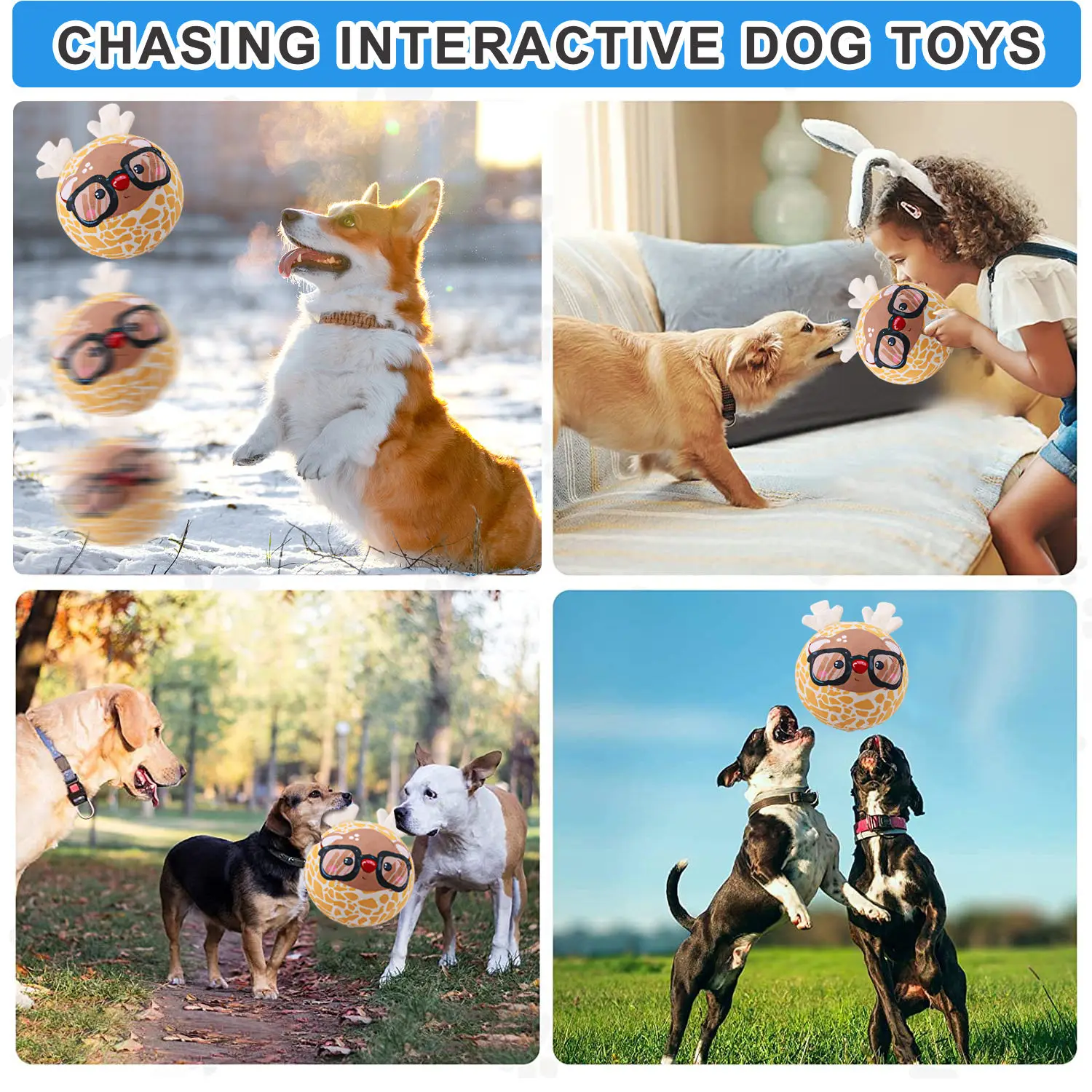 Dog Soft Bouncy Ball Squeaky Toy Ball  Interactive Dog Toy For Medium Small Pets Chewing And Fetching