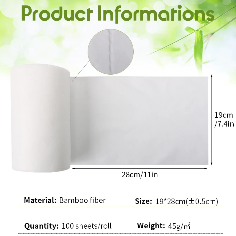100% Biodegradable Bamboo Disposable Cloth Diaper Liners 19x28cm Flushable Nappy Liners Roll 100 Sheets Per Roll