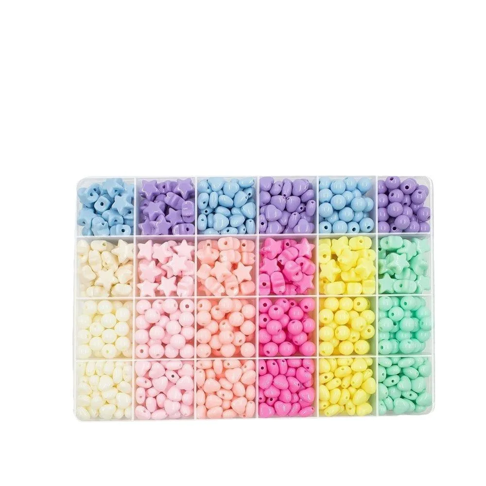 diy handmade jewelry set adjustable bracelet candy color acrylic heart-shaped beads set crafts jewelry