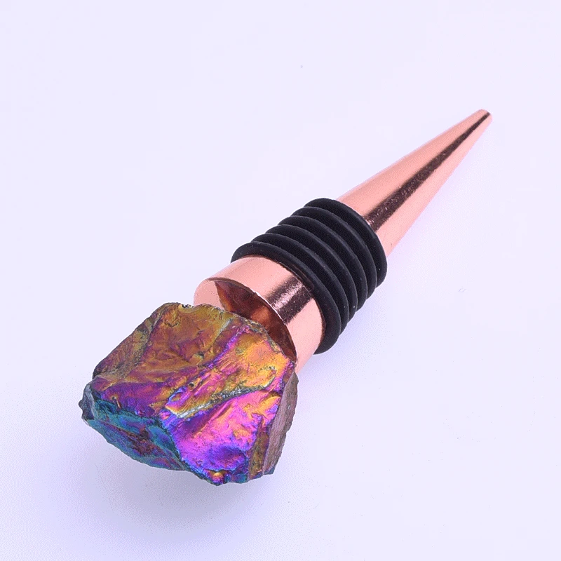 Rainbow Raw Stone Energy Gemstone Healing Crystal Druzy Plated Quartz Natural Crystal Win Bottle Stopper