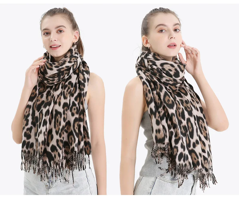 Fashion hot sale soft winter women animal printed leopard acrylic scarf