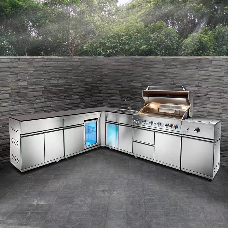 NEW Charcoal Outdoor  Island Kitchen Wholesale Barbecue Modern Customized Grey Kitchen Cabinets & Accessories Out Door Kitchen