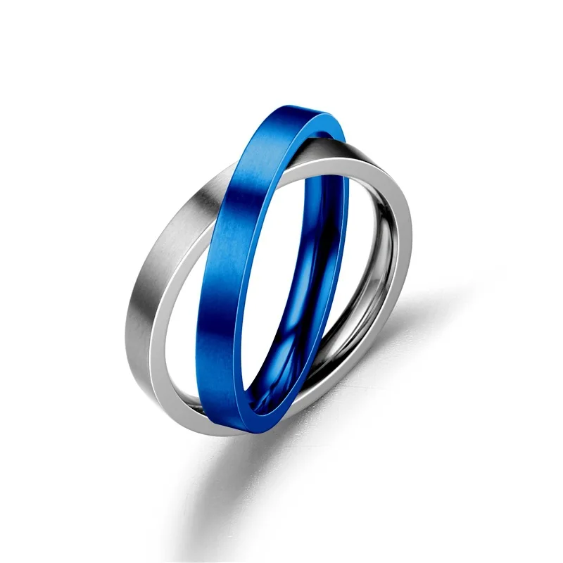 fashion stress reliever double finger mens titanium rings