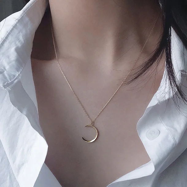 Carline topsale Love letter OEM Gold Plated Jewelry Wholesale Women 925 Silver Minimalist Moon Star Zircon Necklace