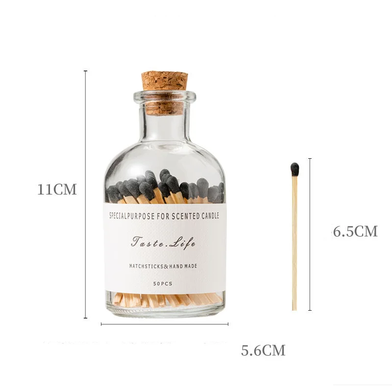 Aromatherapy candle matches 50 glass bottled matches