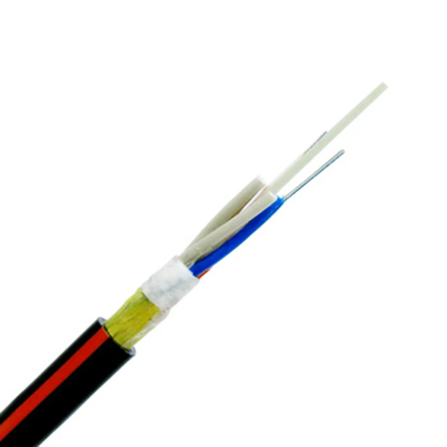 High Quality ASU ADSS Single Mode G652D Fiber Optic Cable 4 6 8 12 Core Outdoor Red Stripe 48 96 Core ADSS Optical Fiber Cable