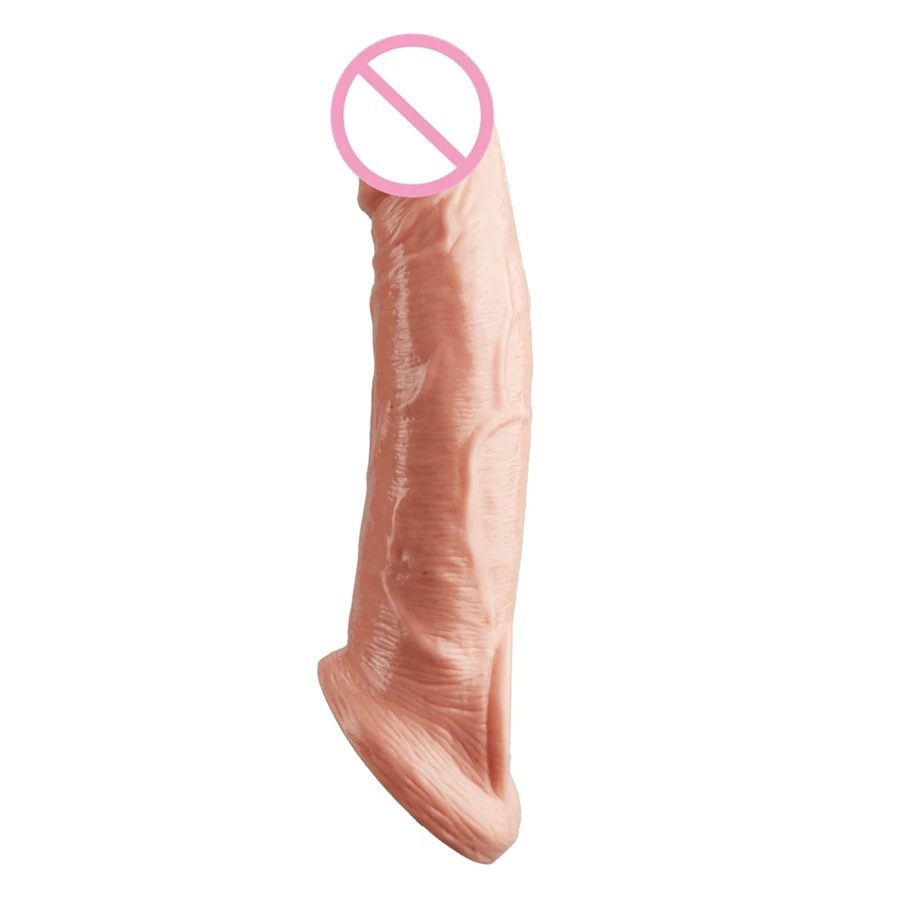 19.5CM Realistic Soft Silicone Penis Sleeve For Man