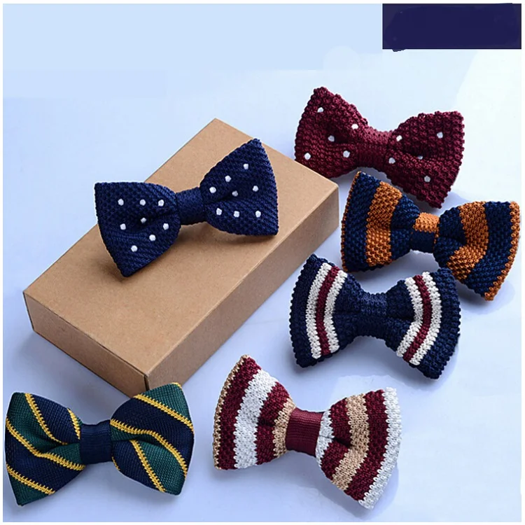 Tuxedo Knitted Bowtie Children Bow Tie Thick One Deck Pre Tied Adjustable Knitting Casual Ties