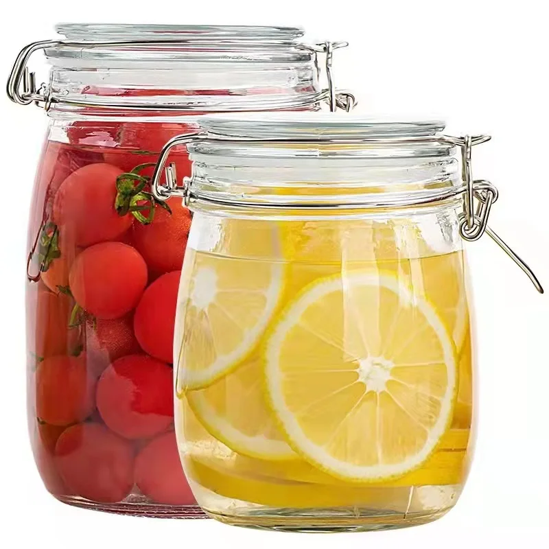 Wholesale Thickened Glass Airtight Jar With Lid Buckle Grain Storage Jar Kimchi Jar Honey Canned Bottle