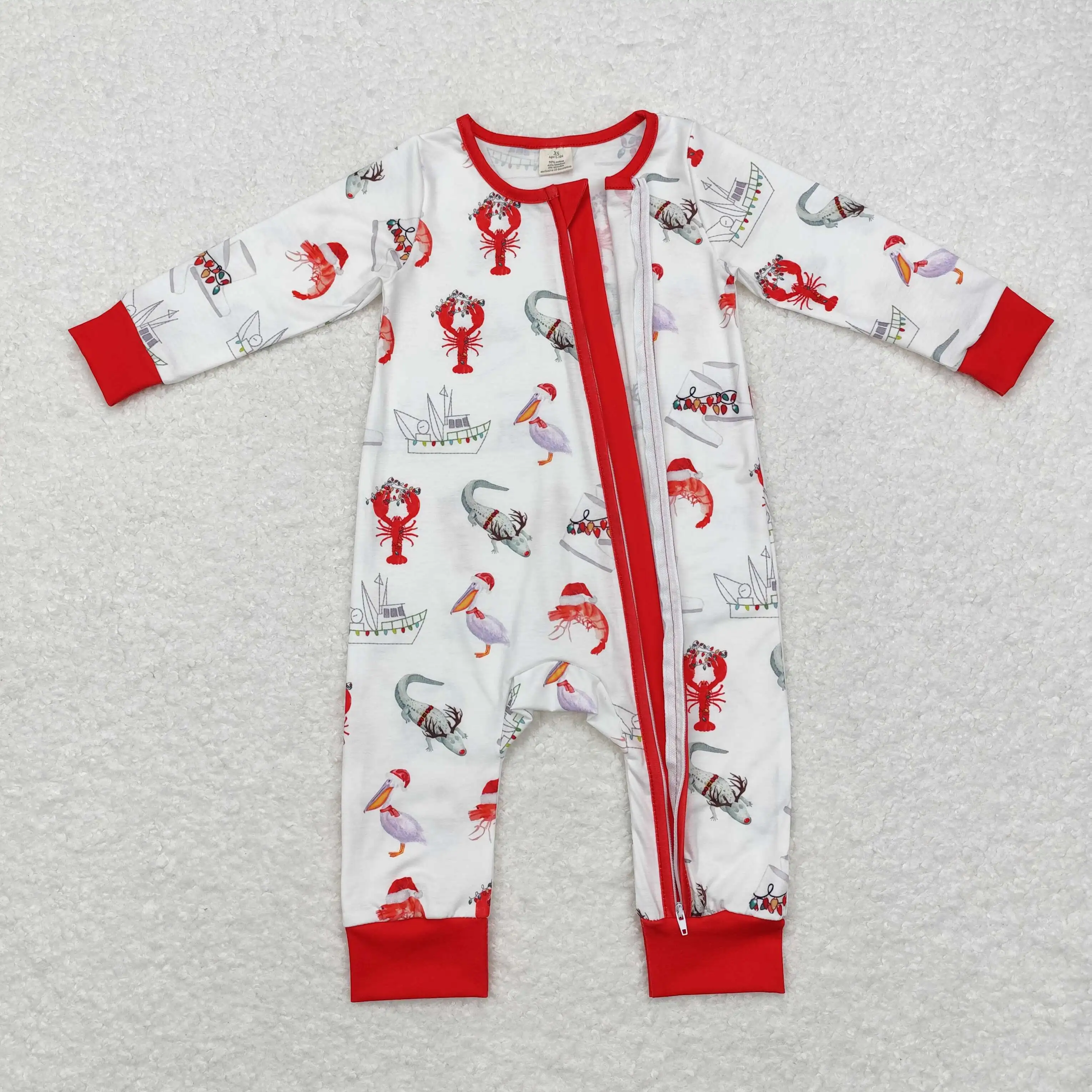 High Quality Baby Clothes Boys Corn Crayfish Print Long Sleeve Onesie Boys Winter Romper