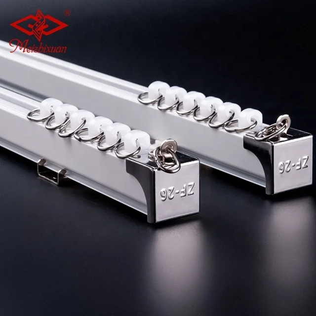 Modern double bay window outdoor oriental tension flat curtain rail