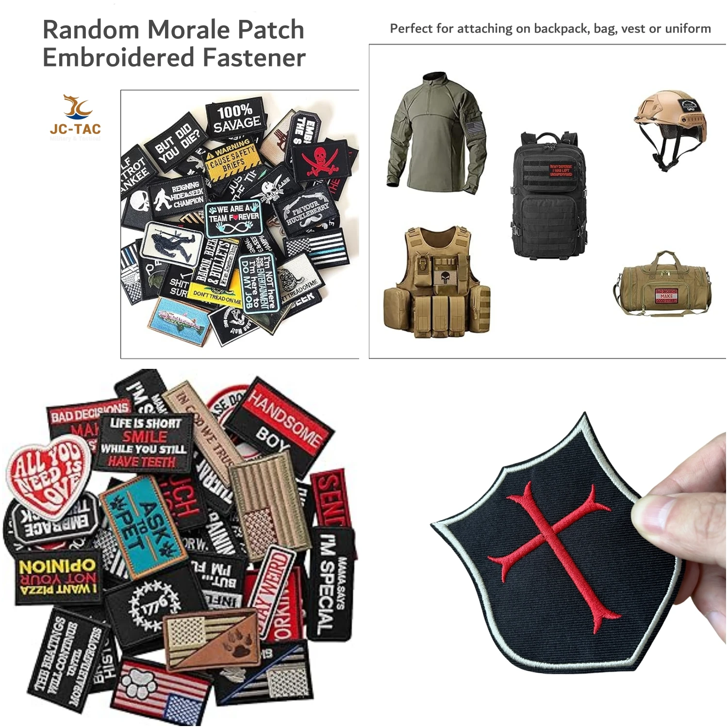 Tactical Badge Random Patch Bundle Embroidered Fastener Hook and Loop Emblem
