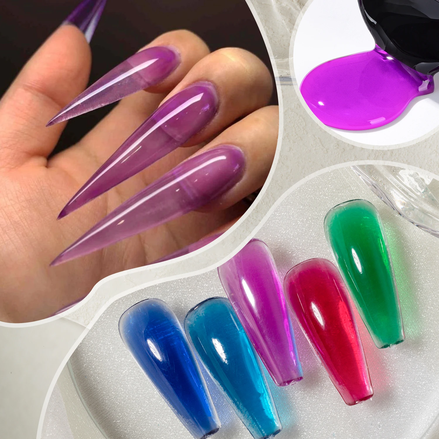 Glass Gel Lacquer Translucent Candy Color Neon Gemstone Hard Build Gel for Nail Extension Varnish Glaze Gel