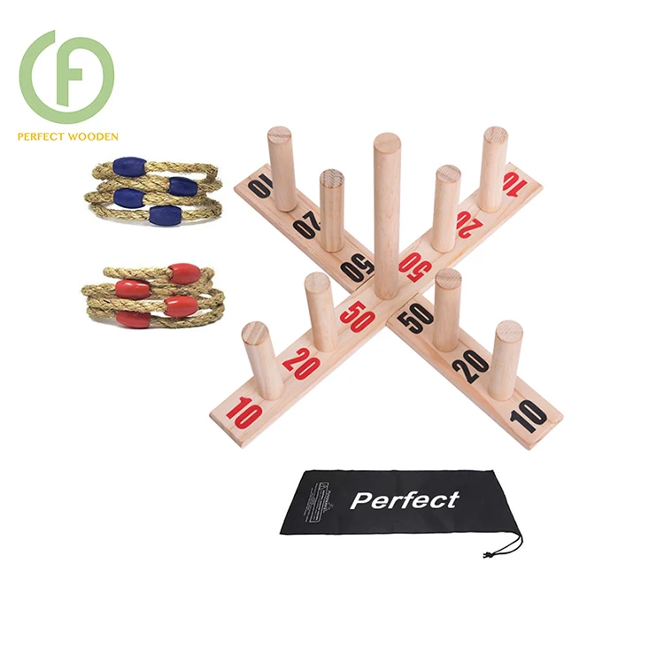 High Quality pine wood Ring Hook toss sets wooden outdoor yard games for fun