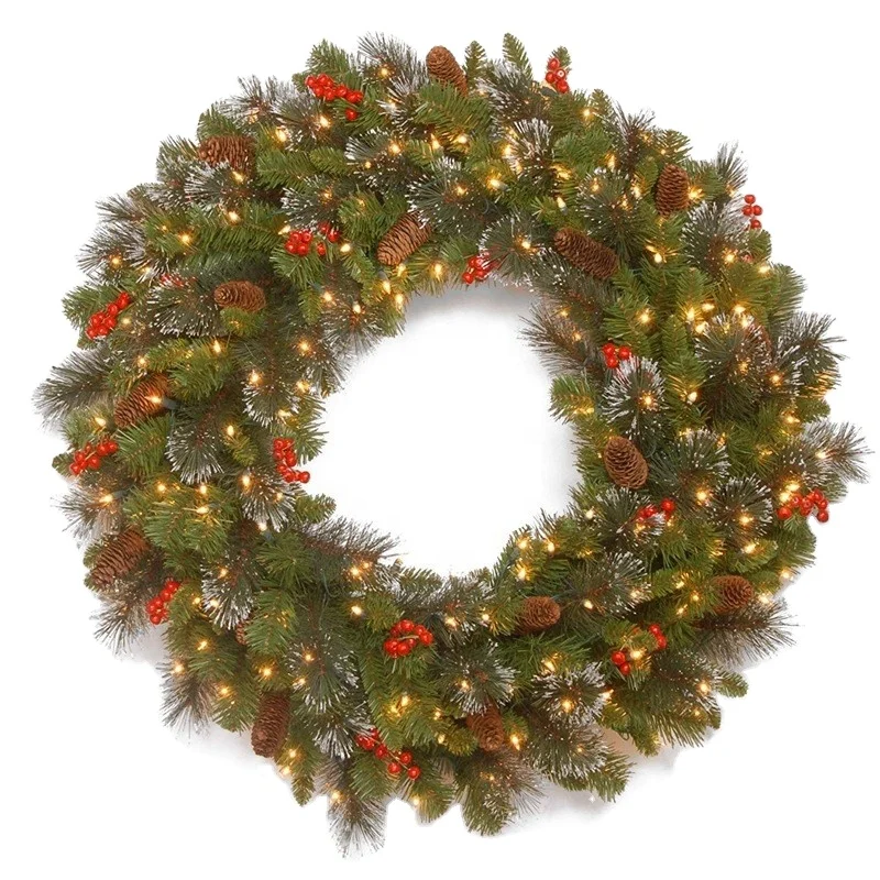 24 Inch Pre Lit Handmade Led Christmas Wreath With Light