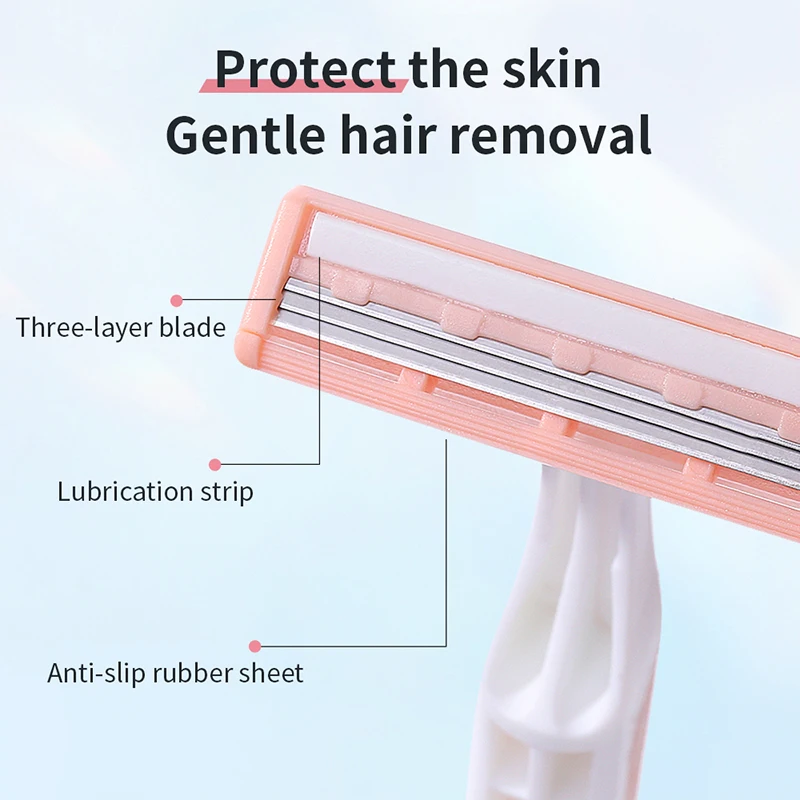 Private Label Manual Type Shaver Razor Set Women 3-Layer Blades Head Printed Label Body Shaving Knife Razor Wholesale A0906