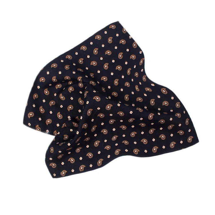 Classic Plaid leaf Polyester Pocket Square 24cm Men Black  Hanky Party Daily Handkerchief Tuxedo Gift Accessory