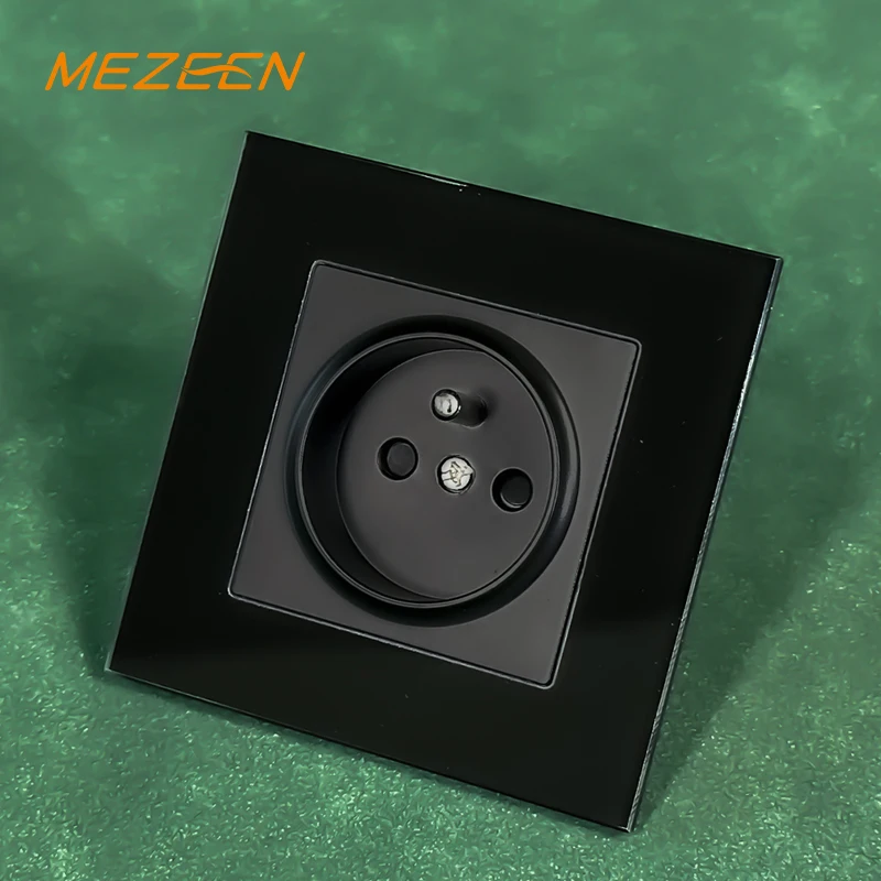 White / Black EU Standard Luxury Tempering Glass Panel 16A Electrical Wall Switch Socket French Socket