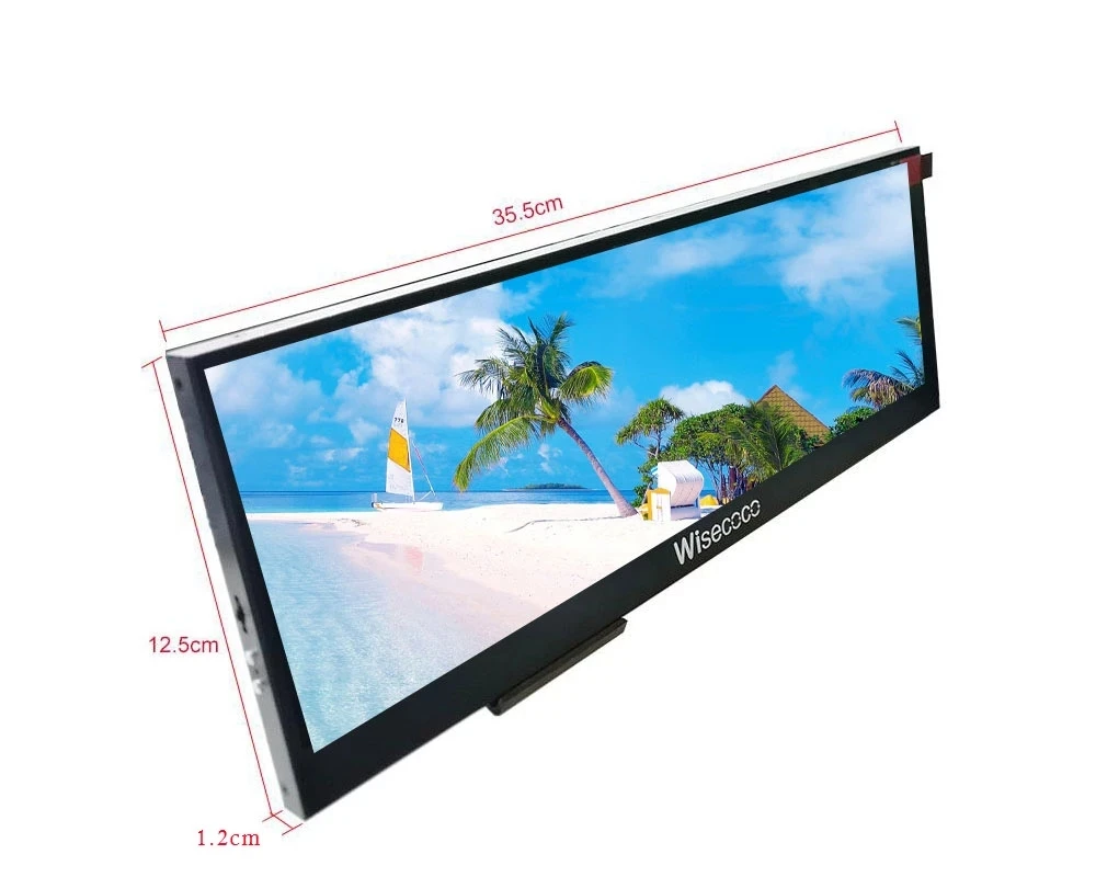 Wide Streched Bar LCD Display Case Second 4K Advertising Monitors IPS Super Thin Earphone Embedded