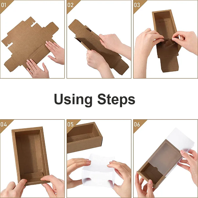 Wholesale Custom Kraft Paper Jute Rope Clear Window Gift Box Packaging Drawer Box Birthday Party Kids Transparent Gift Box