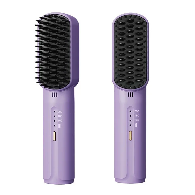 Electric Hot Comb Portable Negative Ion Usb Rechargeable  Cordless Private Label Flat Iron Comb Mini Hair Straightener Brush