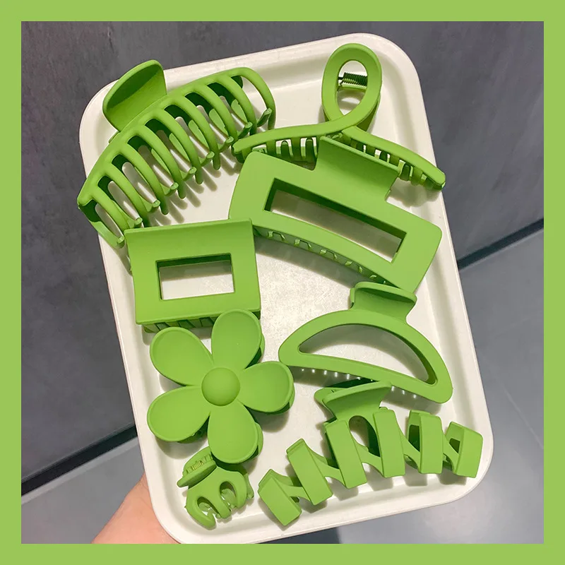 Sweet 8PCS/Set Large Shark Clip Geometric Girl Hair Clip Fashion High Quality Matte Hair Claws For Women