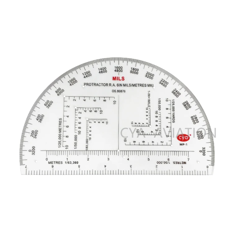 6 inches semi circle map protractor wholesale navigation MILS map reading protractor - NATO APPROVED